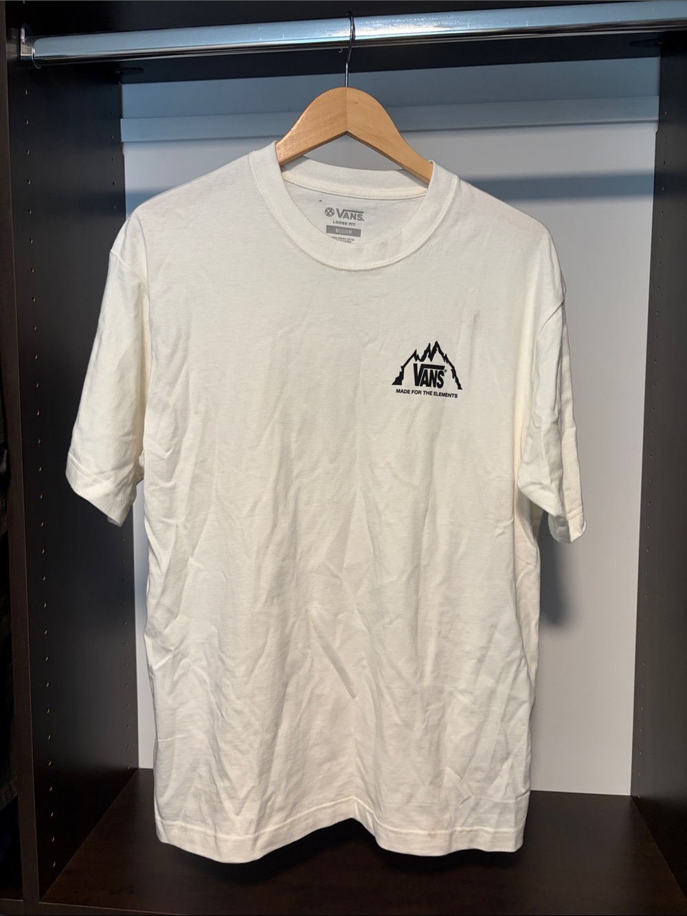 Vans White Short-Sleeve Tee with Black Mountain Logo